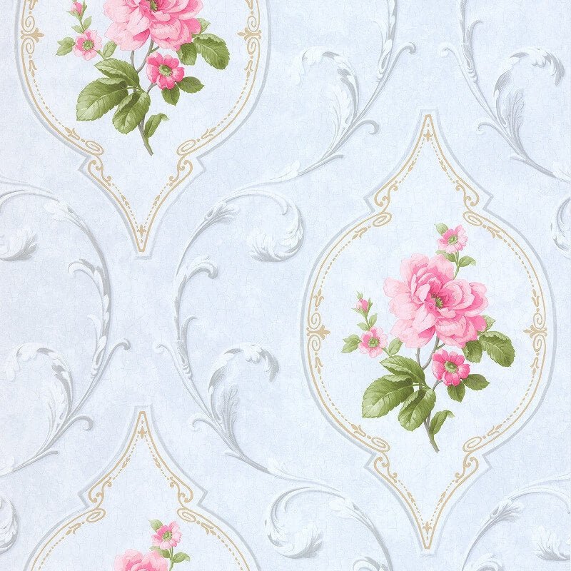 Madelyn Floral Cameo Wallpaper - Pink/Blue - SK Filson - DE41447 - Premier Wallcovering