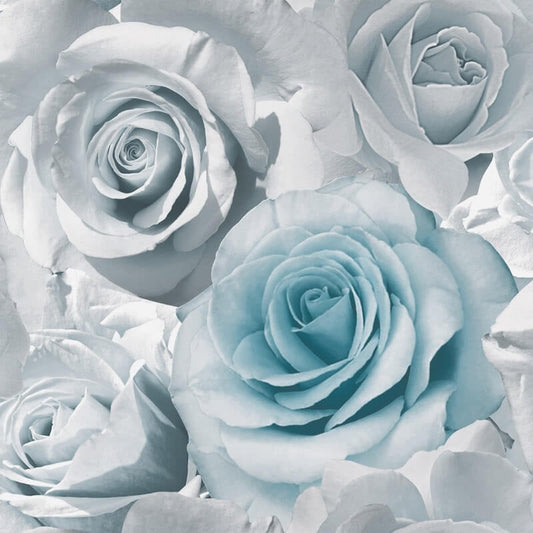 Madison Rose Floral Bloom Wallpaper - Blue - Muriva - 119503 - Premier Wallcovering