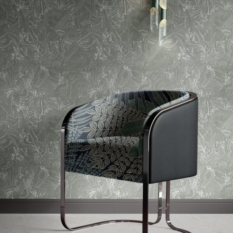 Madoc Marble Abstract Metallic Wallpaper - Grey - Erismann - 10358 - 15 - Premier Wallcovering