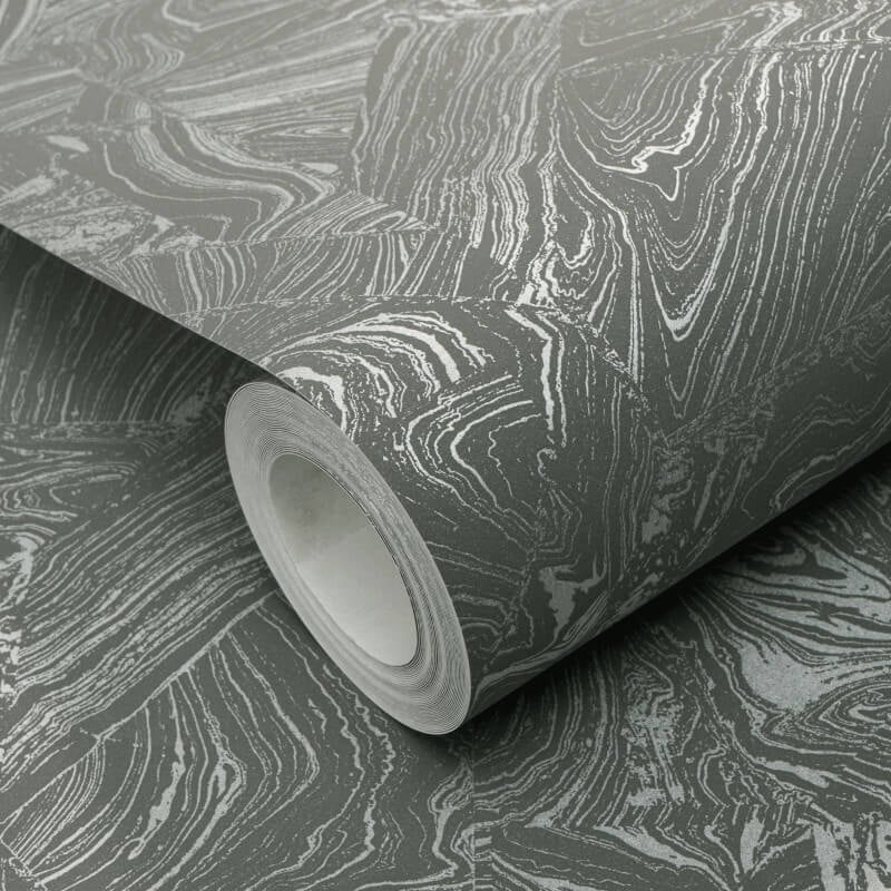 Madoc Marble Abstract Metallic Wallpaper - Grey - Erismann - 10358 - 15 - Premier Wallcovering