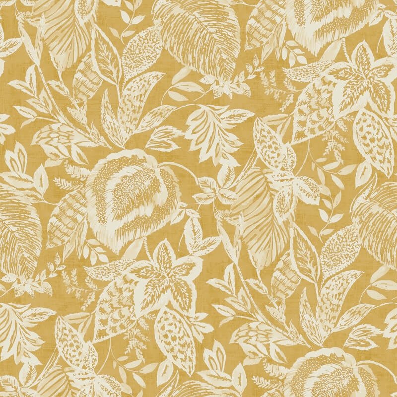 Mae Wild Leaves Wallpaper - Ochre - Grandeco - 171802 - Premier Wallcovering