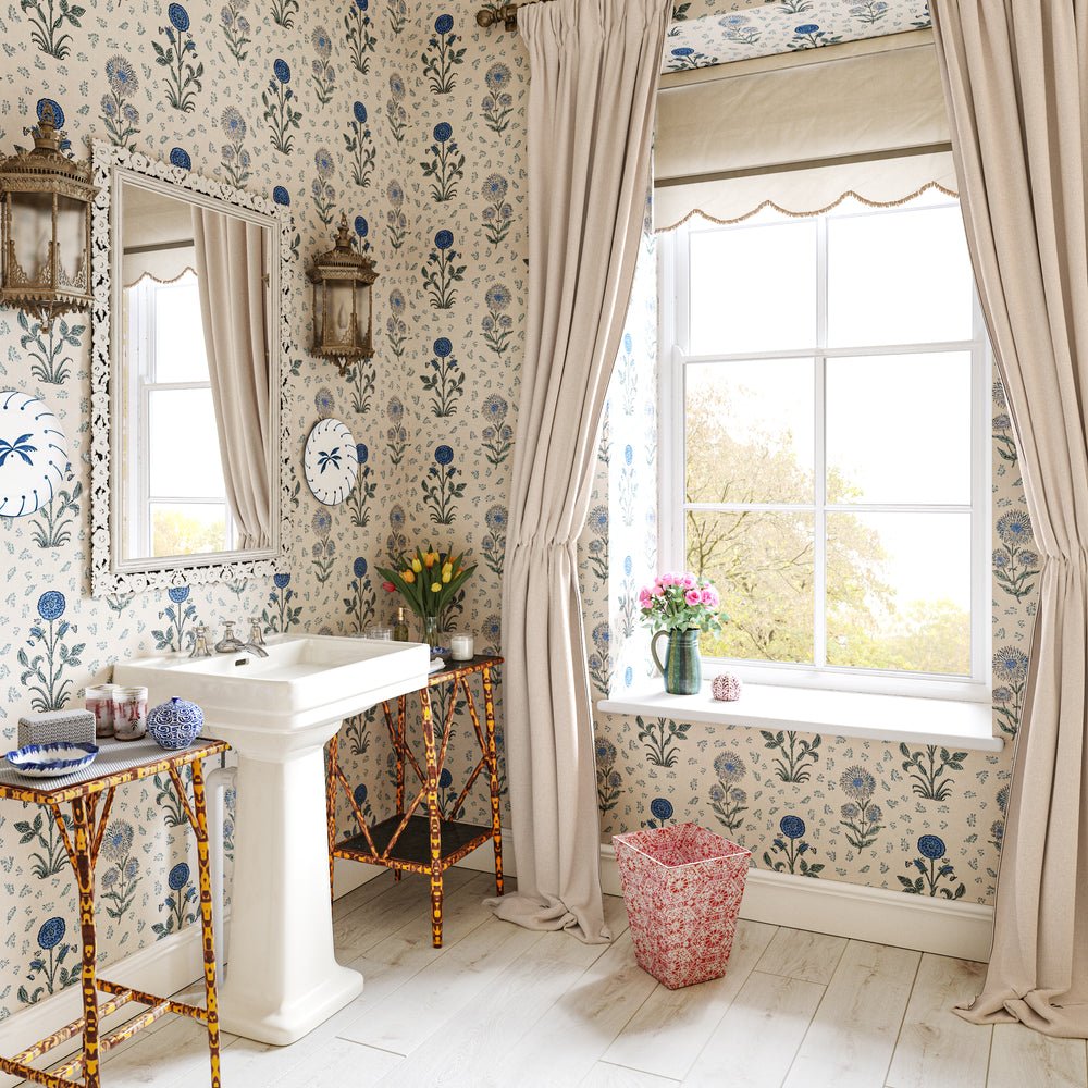 Magda Wallpaper - Blue - Penny Morrison - MAGDA-BLUE - Premier Wallcovering