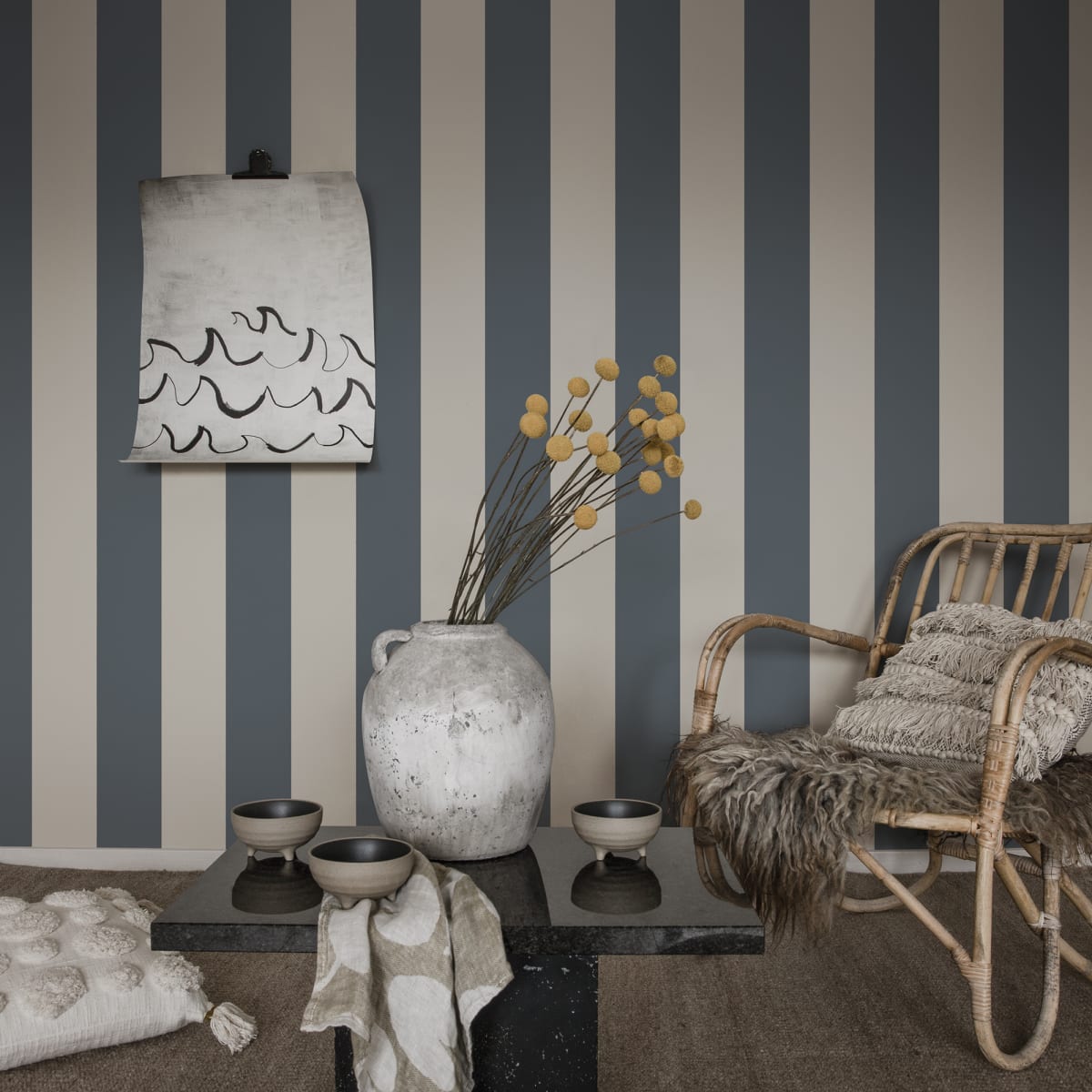 Magnus Wallpaper - Indigo Blue - Sandberg - S10105 - Premier Wallcovering