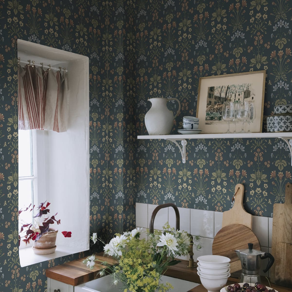 Maj Wallpaper - Midnight Blue - Sandberg - S10477 - Premier Wallcovering