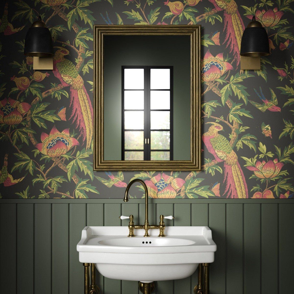Majestic Bird Wallpaper - Noir - Warner House - Premier Wallcovering