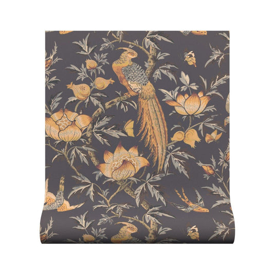 Majestic Bird Wallpaper - Charcoal - Warner House - Premier Wallcovering
