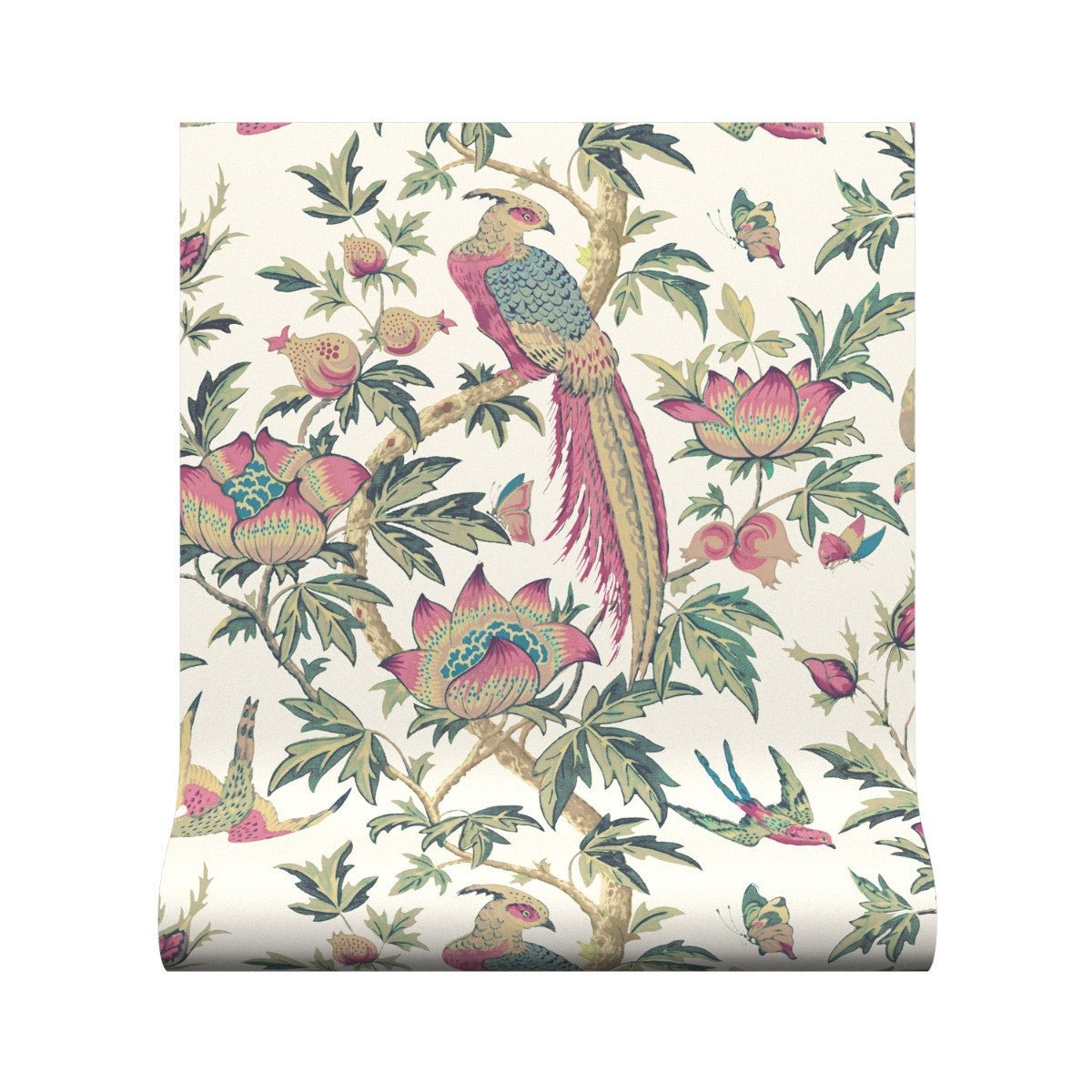 Majestic Bird Wallpaper - Rose - Warner House - Premier Wallcovering