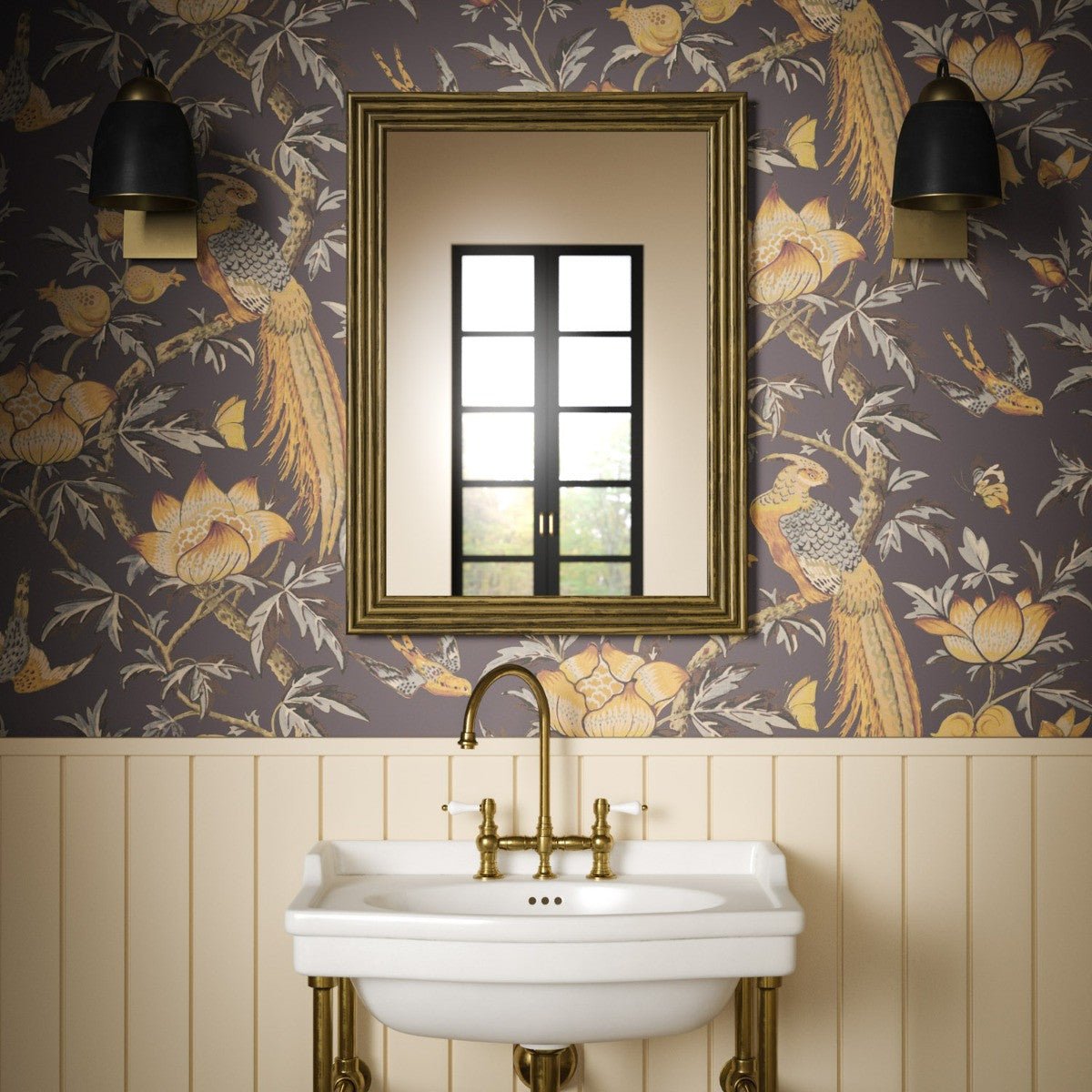 Majestic Bird Wallpaper - Charcoal - Warner House - Premier Wallcovering