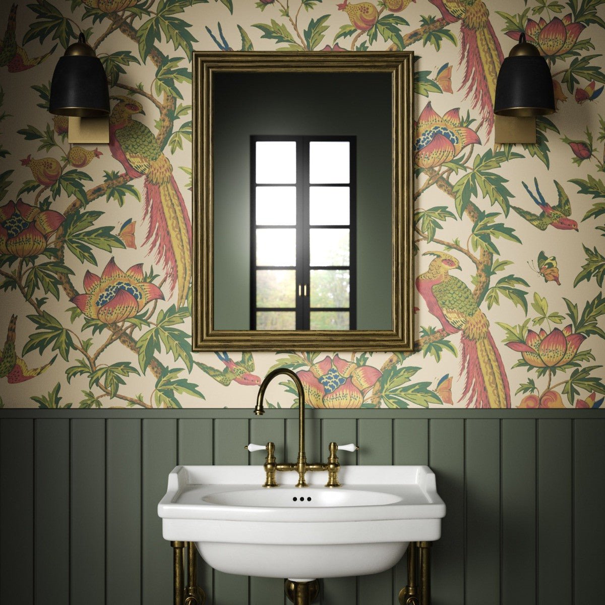 Majestic Bird Wallpaper - Antique - Warner House - Premier Wallcovering