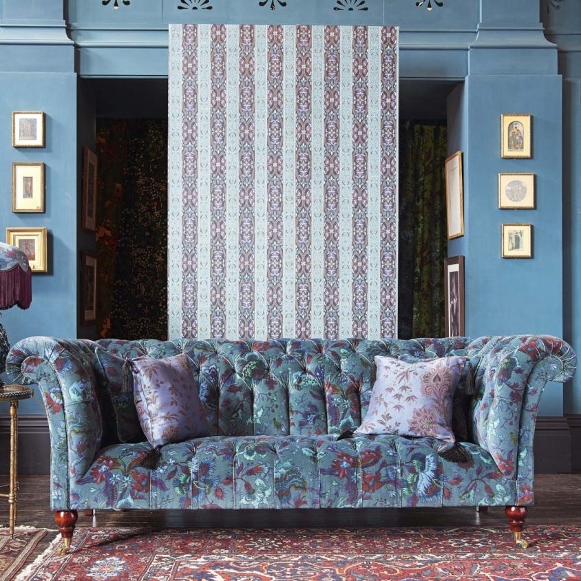 Majorelle Velvet Fabric -  Petrol - House of Hackney - 1-FA-MAJ-VE-PET-XXX-XXX - Premier Wallcovering