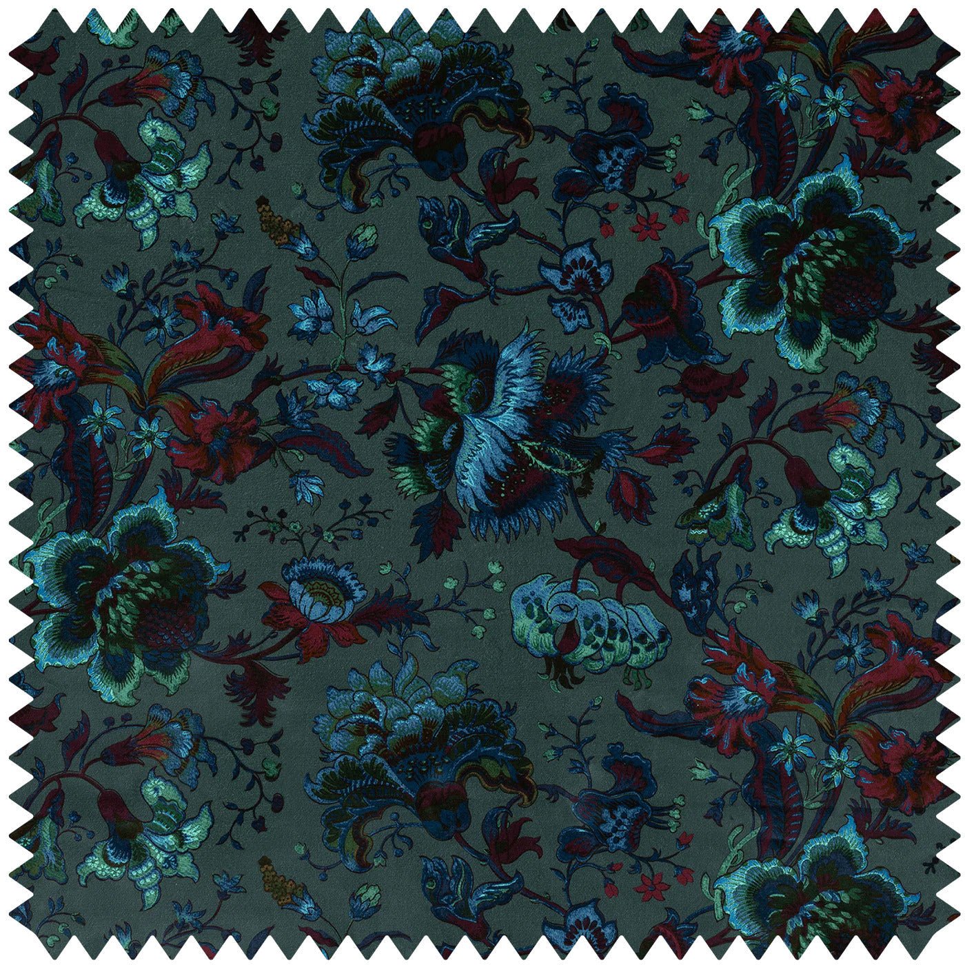 Majorelle Velvet Fabric -  Petrol - House of Hackney - 1-FA-MAJ-VE-PET-XXX-XXX - Premier Wallcovering