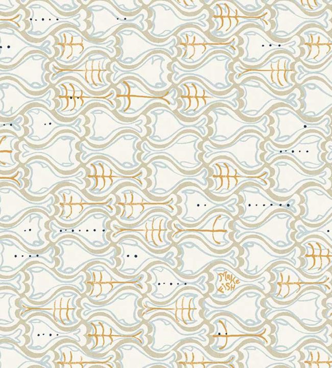 Make Fish Wallpaper - Slate - Christopher Farr Cloth - CFW225 - 07 - Premier Wallcovering