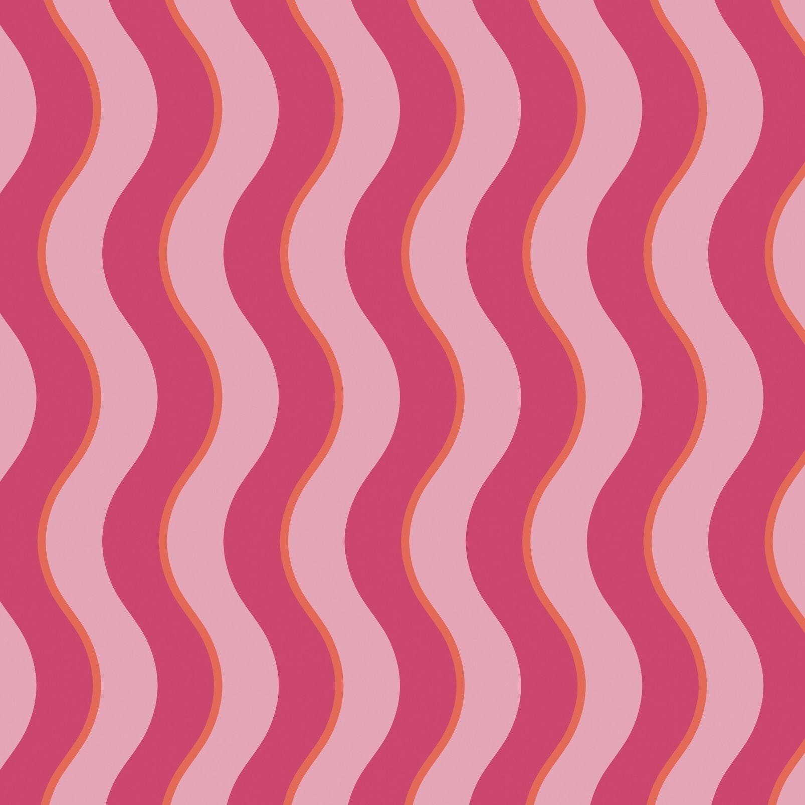 Making Waves Wallpaper - Raspberry & Tangerine - Envy - 122371 - Premier Wallcovering