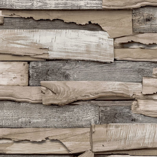 Malay Wood Panel Wallpaper - Natural - Grandeco - WL1002 - Premier Wallcovering