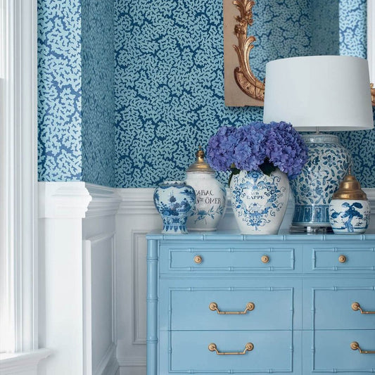Maldives Wallpaper - Navy - Thibaut - T42040 - Premier Wallcovering
