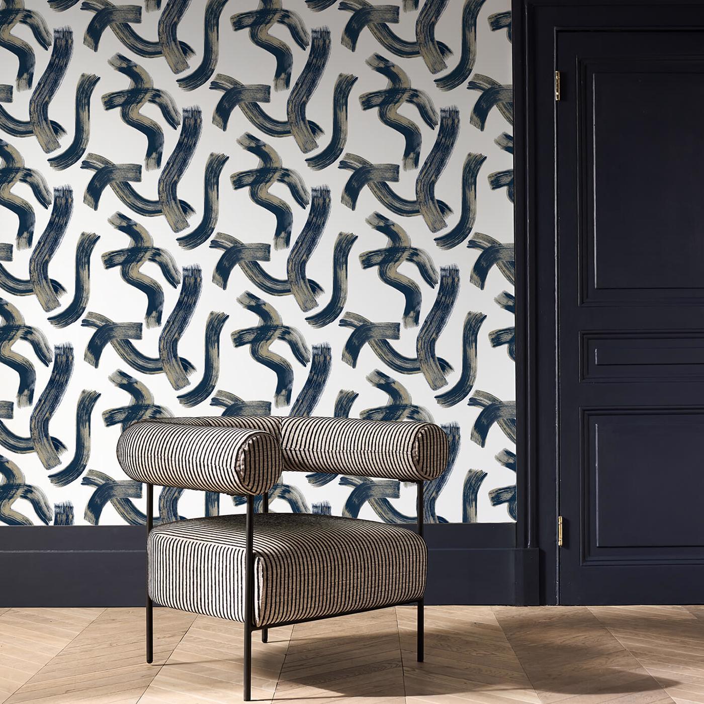 Malevich Wallpaper - Ink - Clarke & Clarke - W0227/02 - Premier Wallcovering