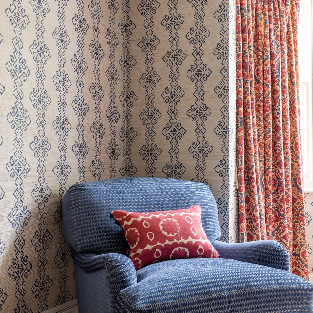 Mali Grasscloth Wallpaper - Indigo - Blithfield - 691-02 - Premier Wallcovering