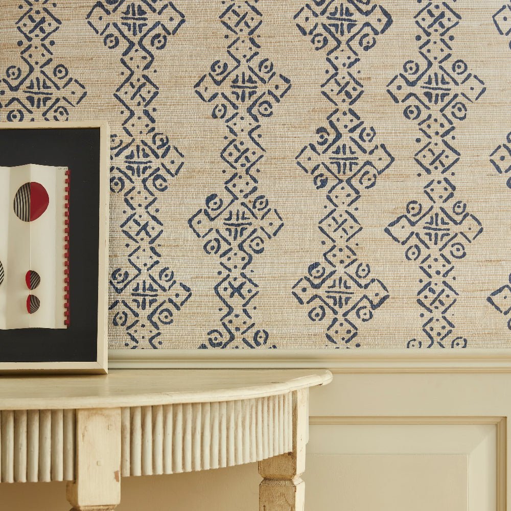 Mali Grasscloth Wallpaper - Indigo - Blithfield - 691-02 - Premier Wallcovering