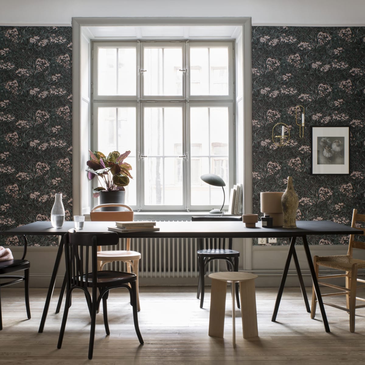 Malin Wallpaper - Black - Sandberg - 225-81 - Premier Wallcovering