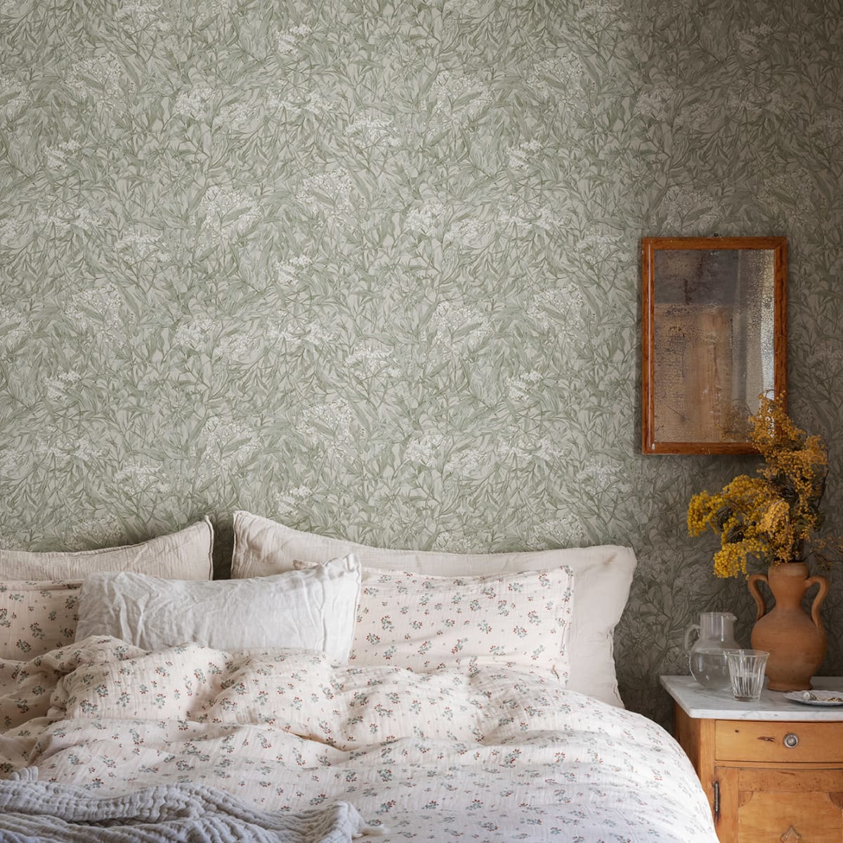 Malin Wallpaper - Sage Green - Sandberg - 225-28 - Premier Wallcovering