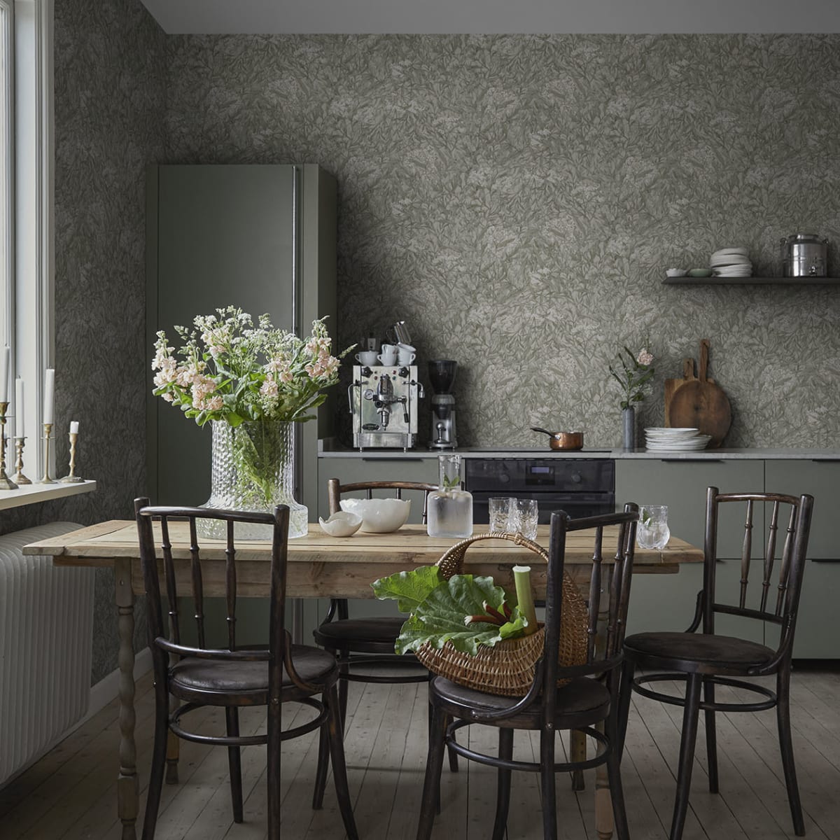 Malin Wallpaper - Sage Green - Sandberg - 225-28 - Premier Wallcovering