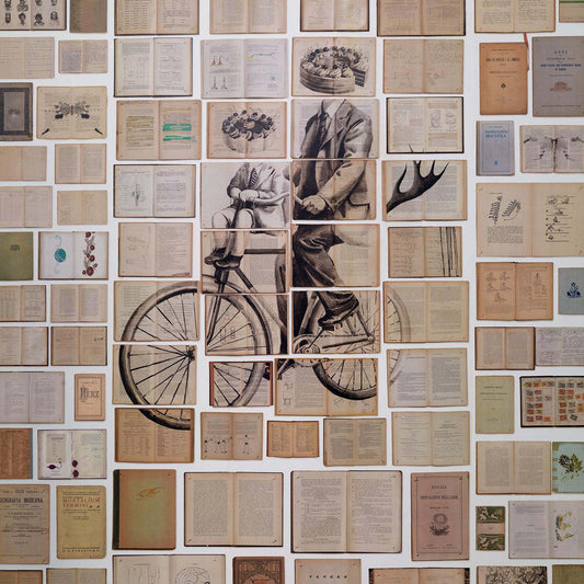 Man on Bicycle Wall Mural - Brown - NLXL - EKA - 03 - Premier Wallcovering