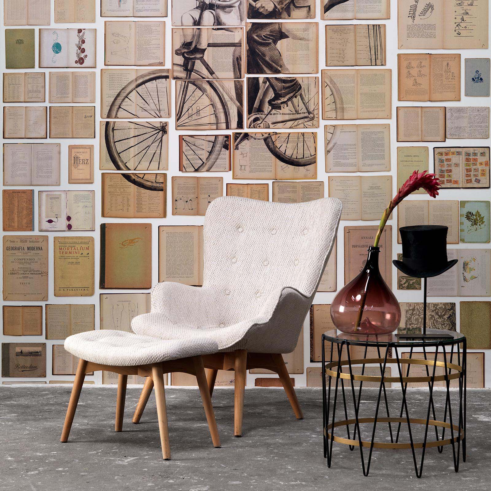 Man on Bicycle Wall Mural - Brown - NLXL - EKA - 03 - Premier Wallcovering
