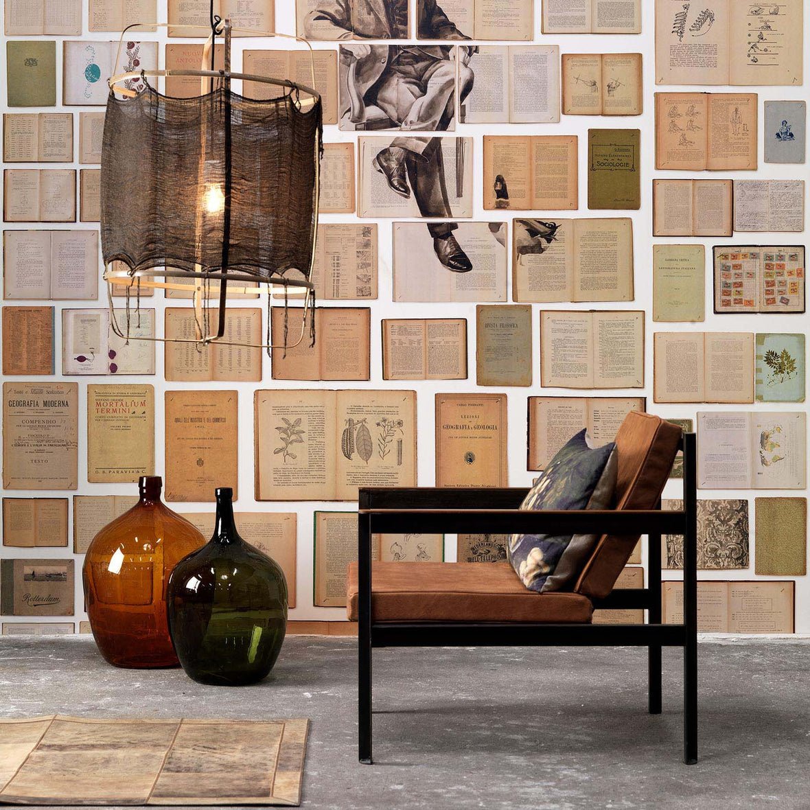 Man With Birds Wall Mural - Brown - NLXL - EKA - 01 - Premier Wallcovering