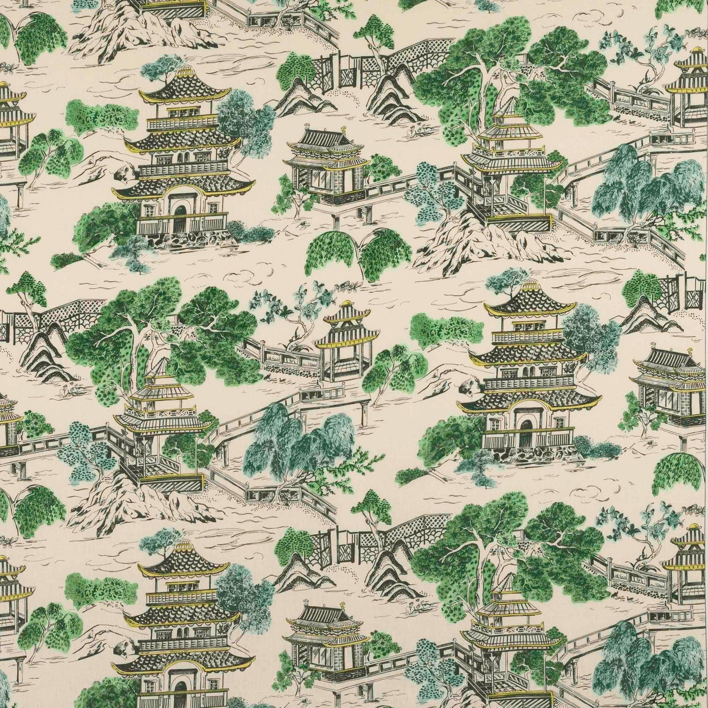 Mandarin Fabric - Vert d'Eau - Manuel Canovas - M4153-02 - Premier Wallcovering