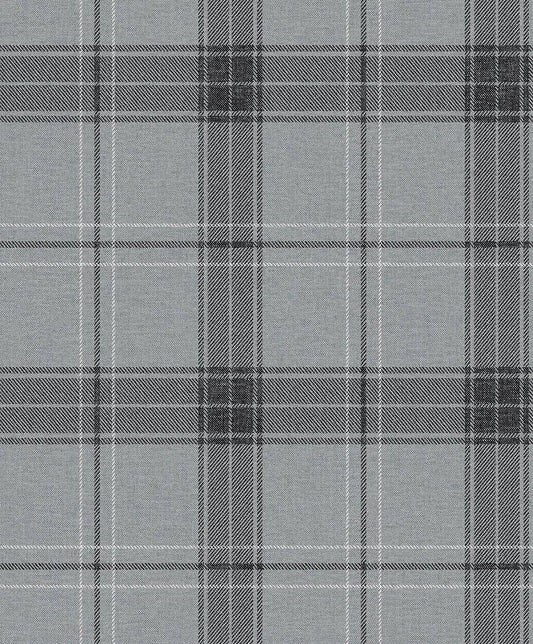 Manorvale Plaid Wallpaper - Greyscale - NextWall - NW58010 - Premier Wallcovering