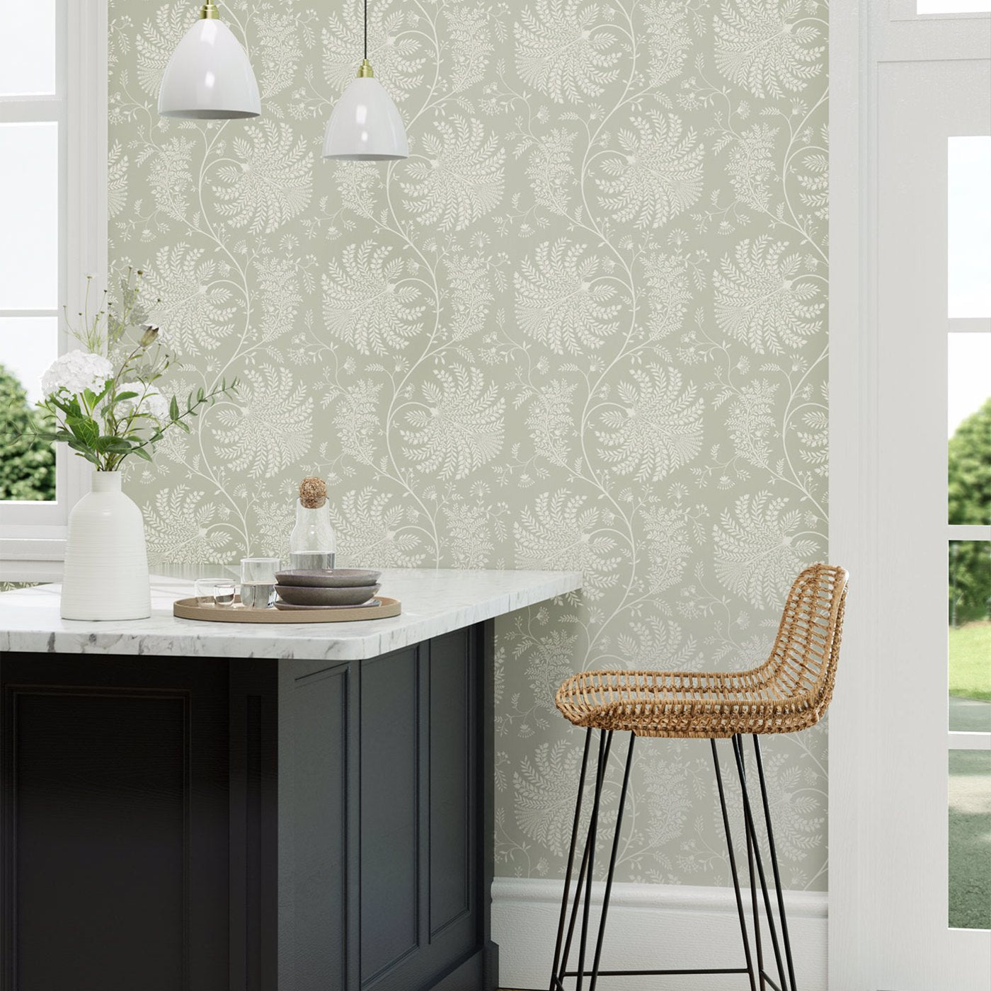 Mapperton Wallpaper - Sage/Cream - Sanderson - DART216341 - Premier Wallcovering
