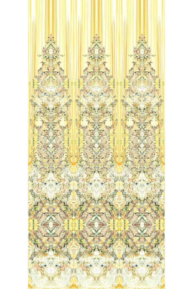 Marble Damask Wallpaper Panels - Yellow - Timorous Beasties - ROR/MDAM/MICA/01 - Premier Wallcovering