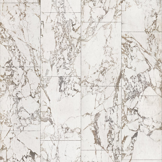 Marble Tiles Wallpaper - White - NLXL - PHM - 41 - Premier Wallcovering