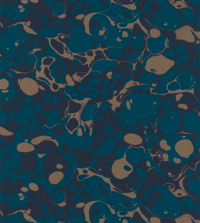 Marble Wallpaper - Azurite/ Copper/Japanese Ink - HQN2112837 - Harlequin - Premier Wallcovering