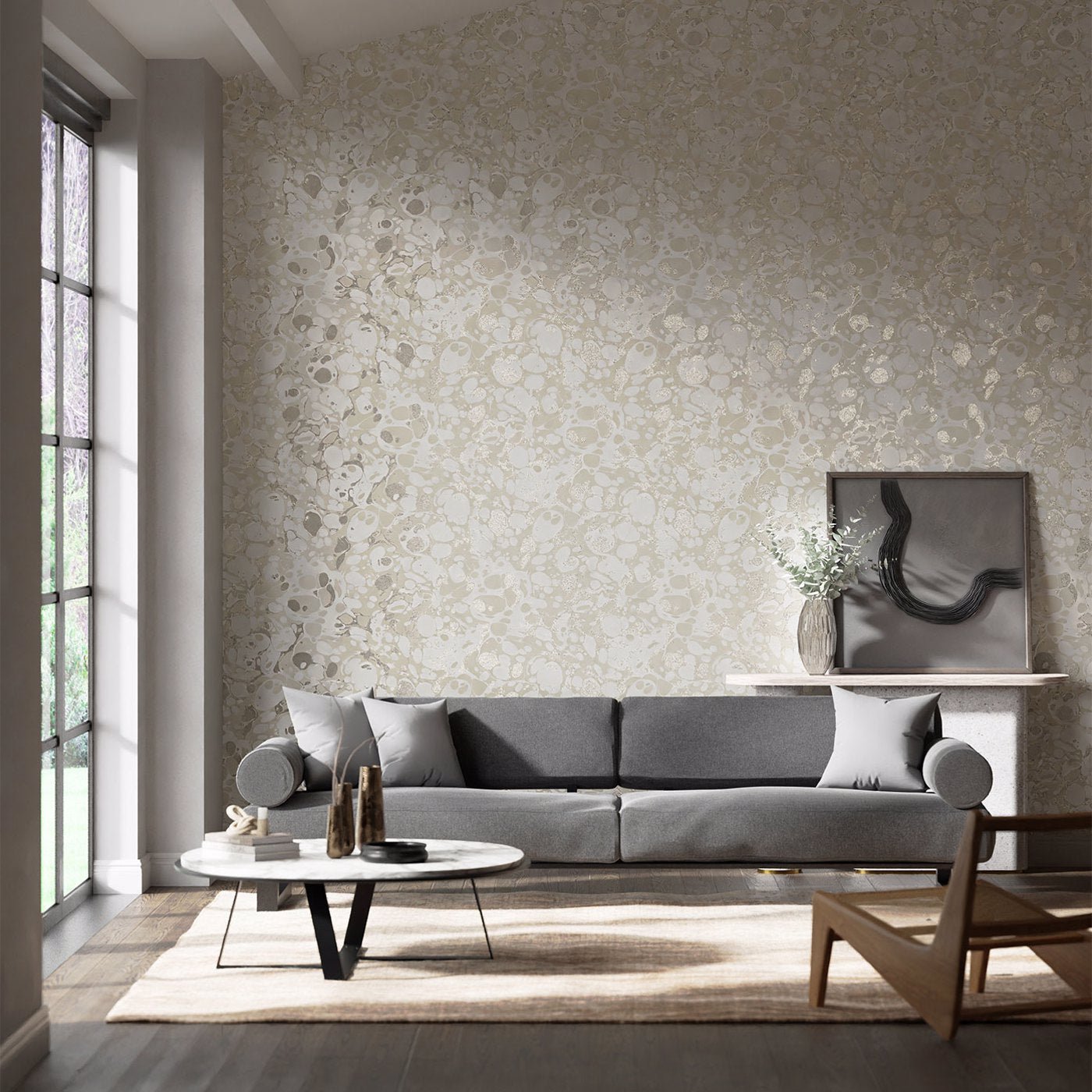 Marble Wallpaper - Awakening/Oyster/Champagne - Harlequin - HQN2112838 - Premier Wallcovering