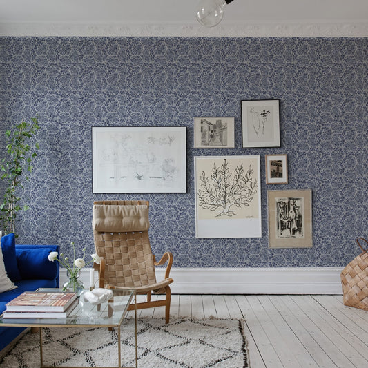 Marbled Hexagon Tiles Wallpaper - Dark Blue - Rebel Walls - R18557 - Premier Wallcovering