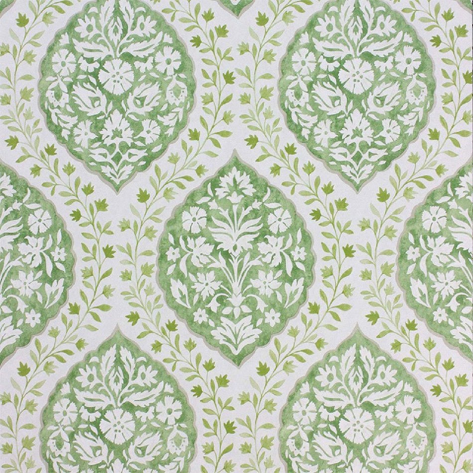 Marguerite Wallpaper - Green/Ivory - Nina Campbell - NCW4304-01 - Premier Wallcovering
