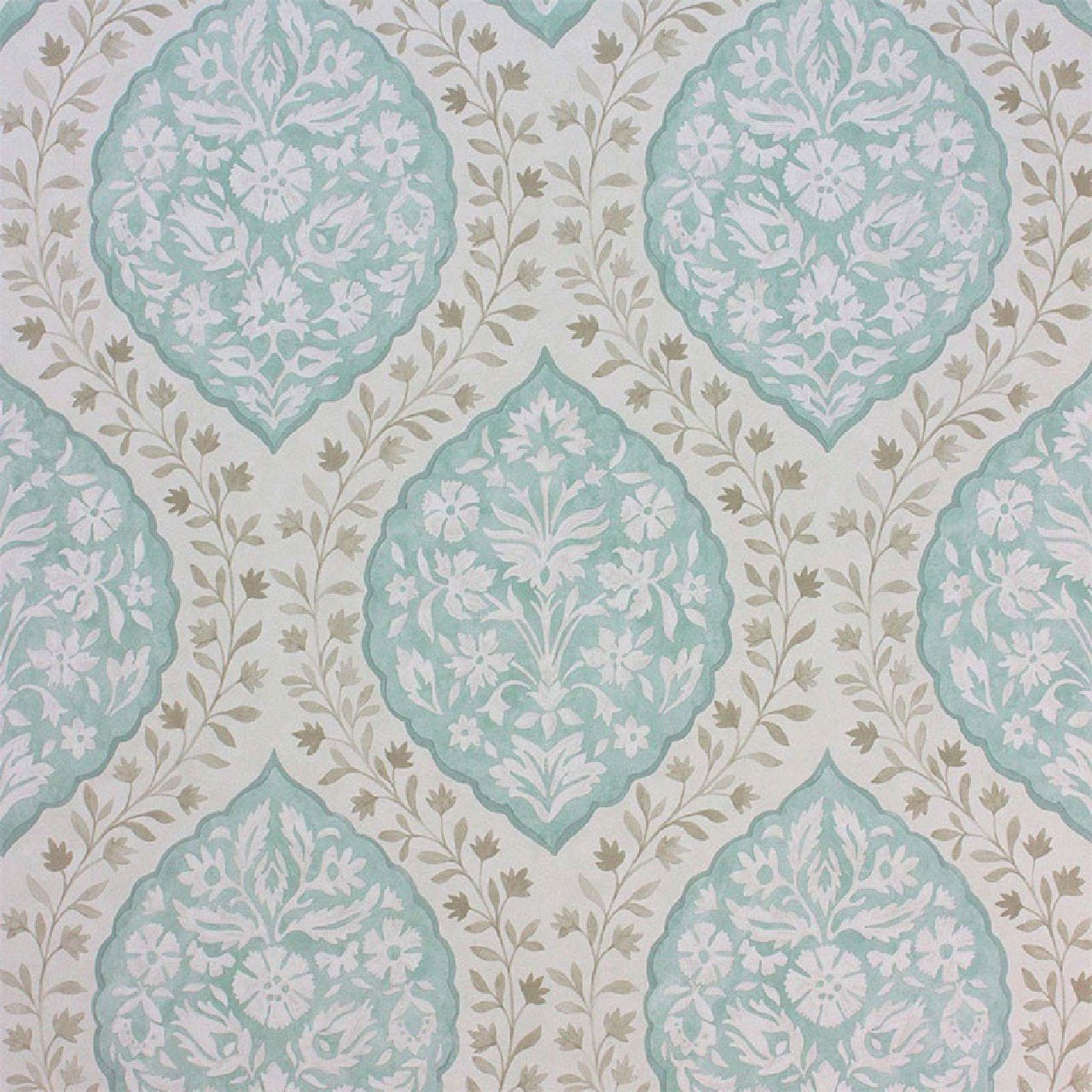 Marguerite Wallpaper - Aqua/Taupe - Nina Campbell - NCW4304-05 - Premier Wallcovering