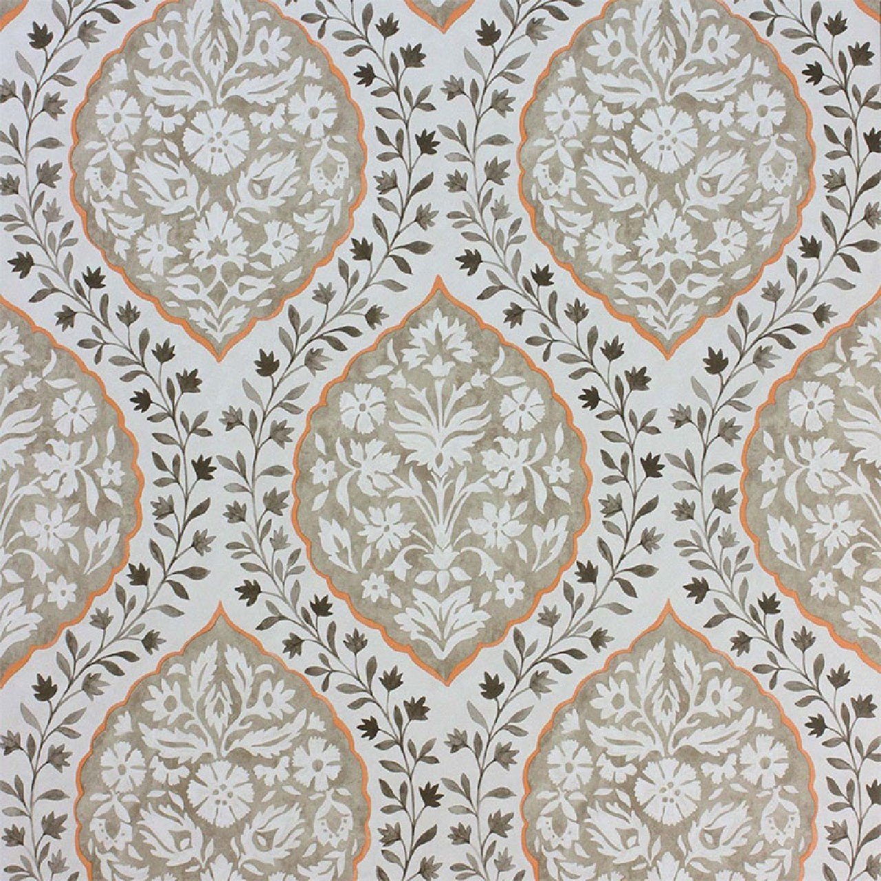 Marguerite Wallpaper - Chocolate/Orange - Nina Campbell - NCW4304-04 - Premier Wallcovering