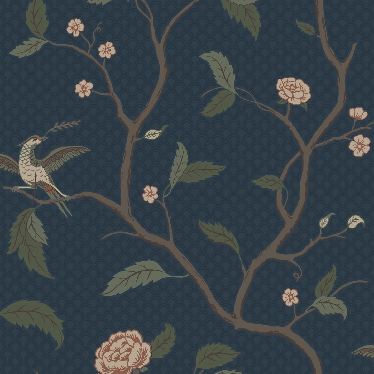 Marianne Wallpaper - Midnight Blue - Sandberg - S10233 - Premier Wallcovering