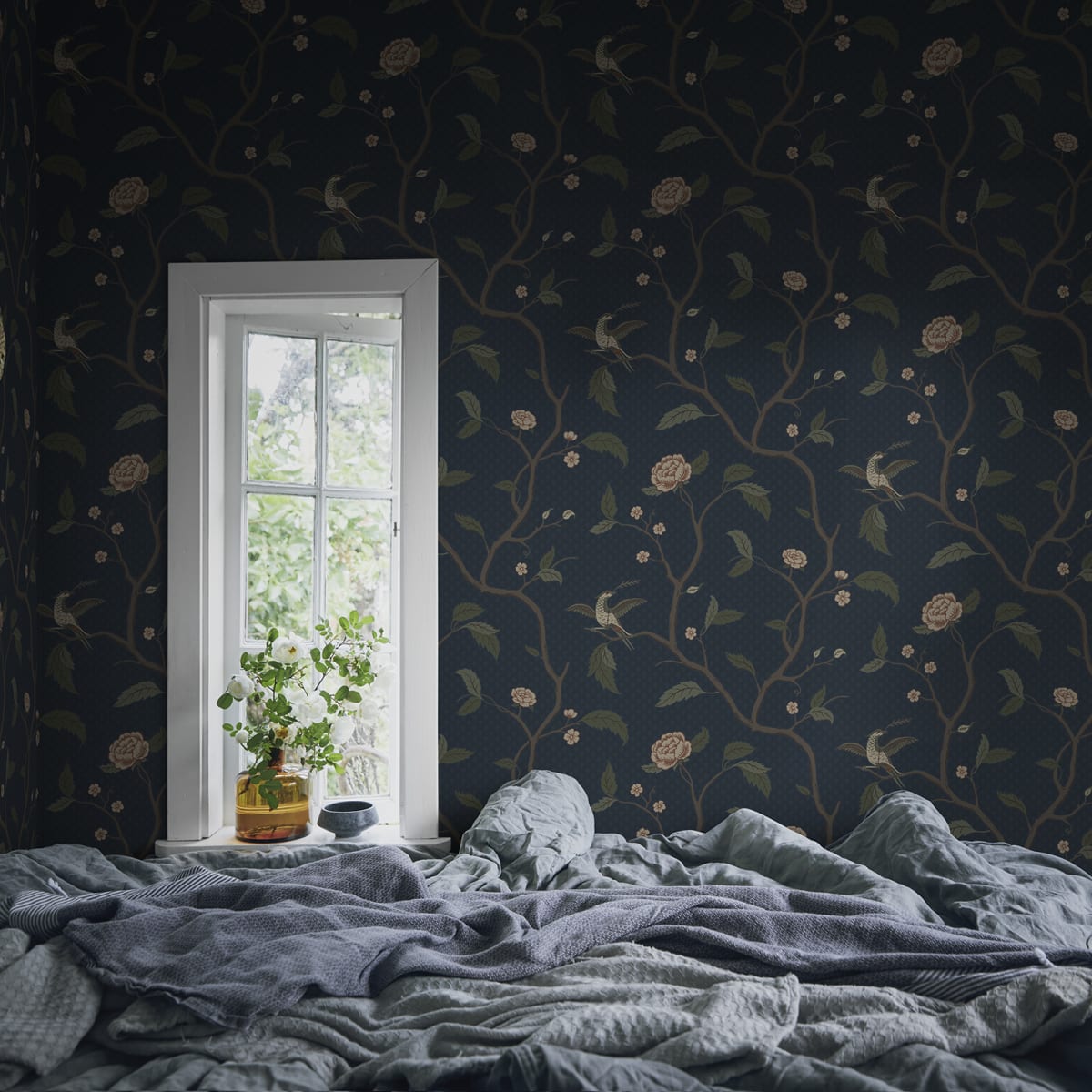 Marianne Wallpaper - Midnight Blue - Sandberg - S10233 - Premier Wallcovering