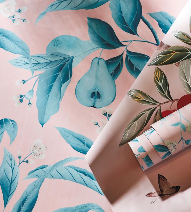 Marie Wallpaper - Rose/ Lagoon - HDHW112910 - Harlequin - Premier Wallcovering