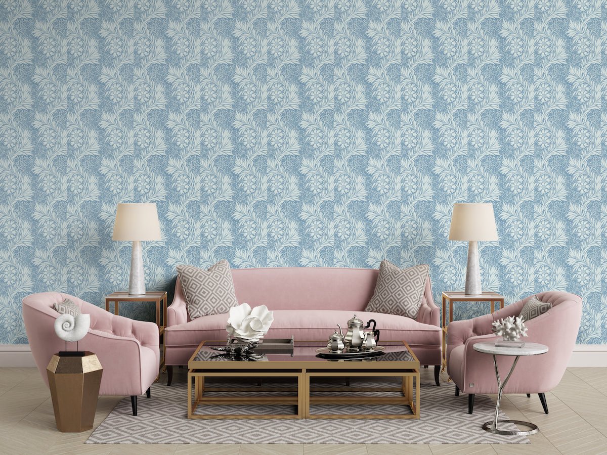Morris Collections - 1067 - Marigold Wallpaper - Sky - Premier Wallcovering