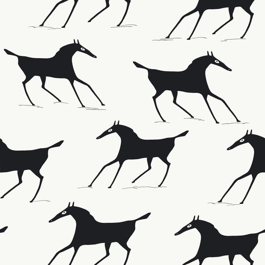 Marlborough Downs Wallpaper - Black & White - Thibaut - T13263 - Premier Wallcovering