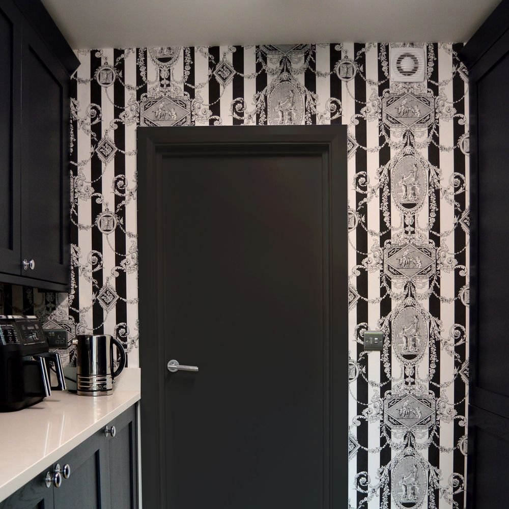 Marlborough Stripe Wallpaper - Black - Timothy Wilman - TW2454 - Premier Wallcovering