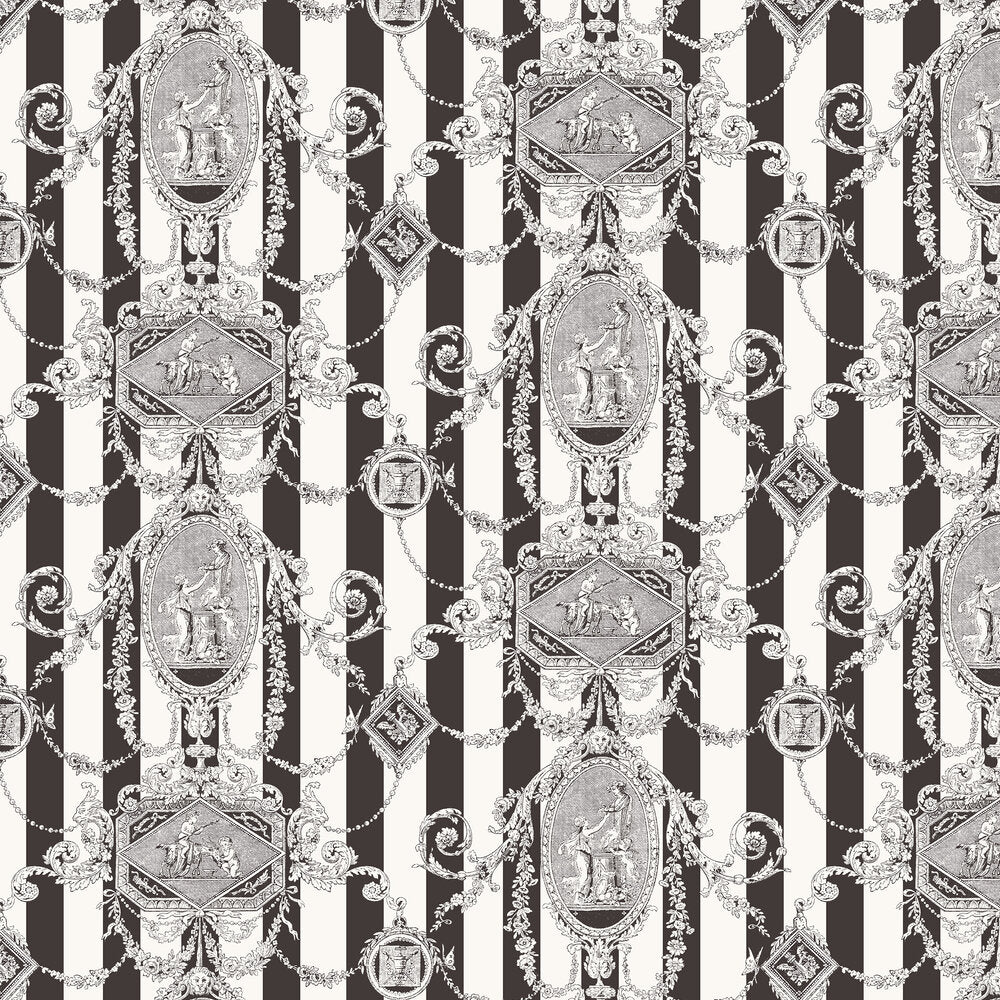 Marlborough Stripe Wallpaper - Black - Timothy Wilman - TW2454 - Premier Wallcovering