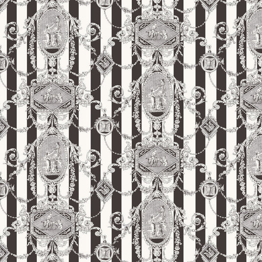 Marlborough Stripe Wallpaper - Black - Timothy Wilman - TW2454 - Premier Wallcovering