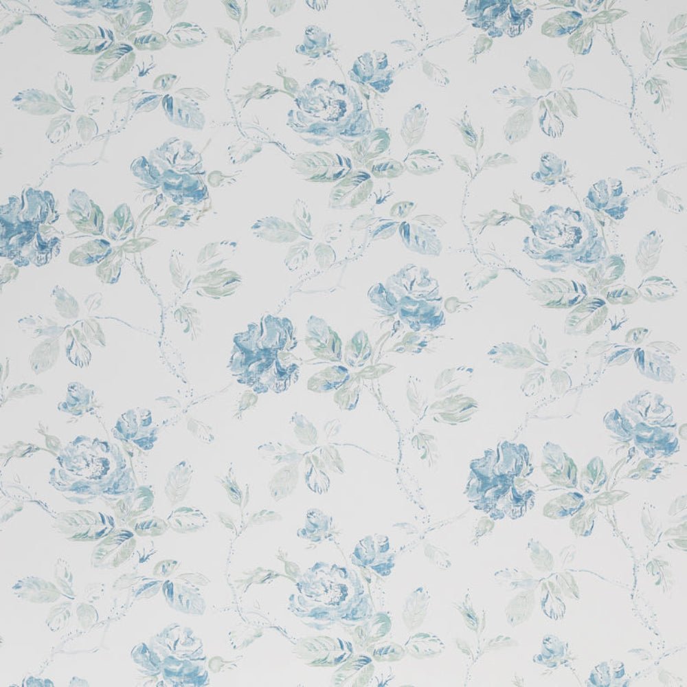 Marlow Wallpaper - Blue /Mint On White - Blithfield - 980-05 - Premier Wallcovering