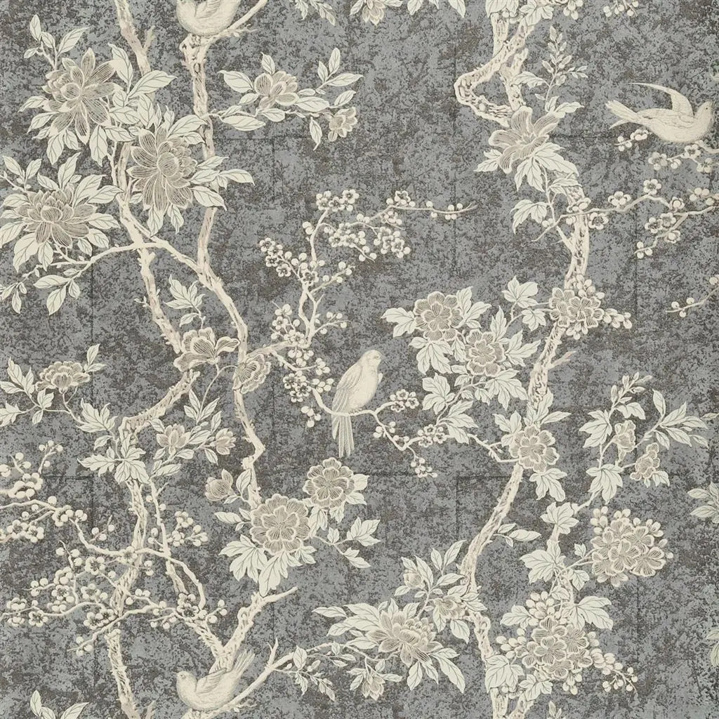 Marlowe Floral Wallpaper - Gunmetal - Ralph Lauren - PRL048/09 - Premier Wallcovering