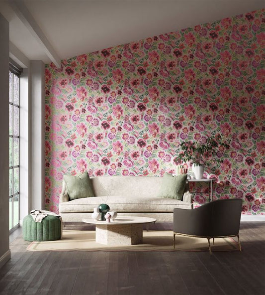 Marsha Wallpaper - Powder/Peony/Magenta - HDHW112902 - Harlequin - Premier Wallcovering